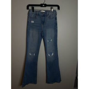 Abercrombie kids High Rise Flare 11/12 Long Distressed